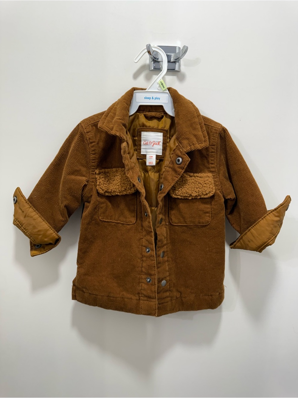 Cat & Jack Tan Brown Corduroy Jacket with Sherpa Trim